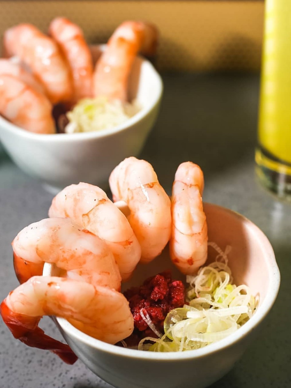Two portions of prawn cocktails